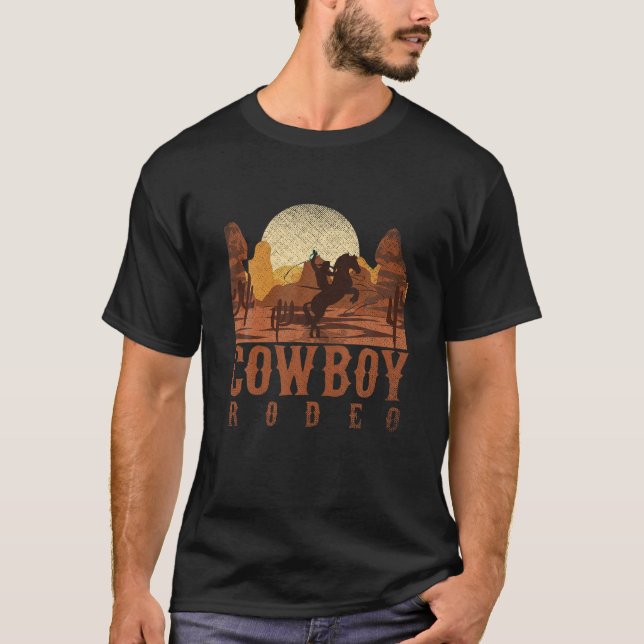 Camiseta Cowboy Rodeo Western Texan Gift Horseback Ringue C (Frente)