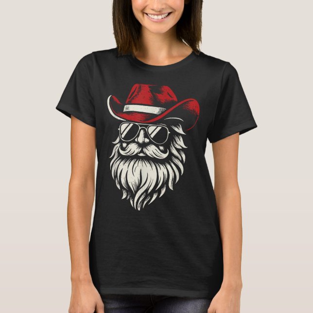Camiseta Cowboy Santa Claus Christmas Vintage  (Frente)