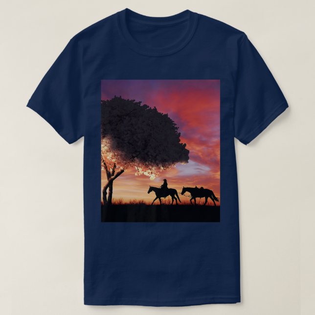 Camiseta Cowboy Silhouette E Sakura Cherry Bloss Japonês (Frente do Design)
