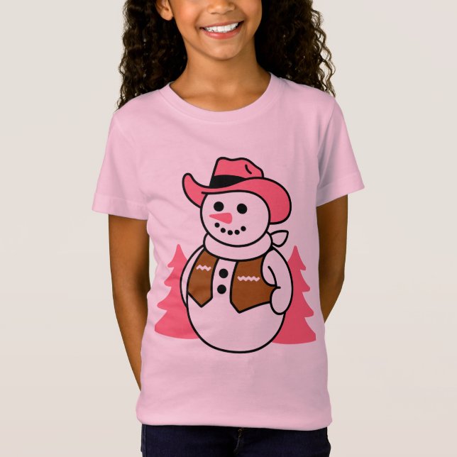 Camiseta Cowboy Snowman Christmas Design – Western Holiday  (Frente)