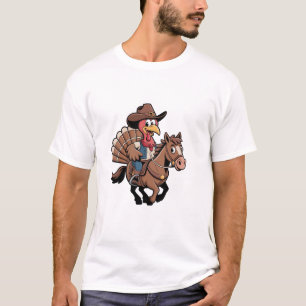 Camiseta Cowboy Turquia Ação de Graças Rodeo Gobbler