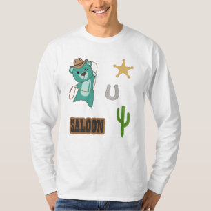 Camiseta Cowboy Turquoise Cute Bear Saloon Oeste