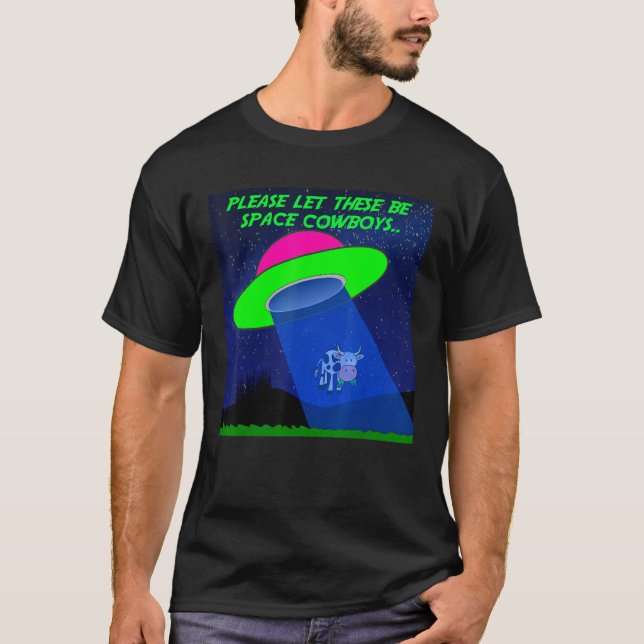 Camiseta Cowboys Do Espaço Da alienígena Fazendo Uma Vaca. (Frente)