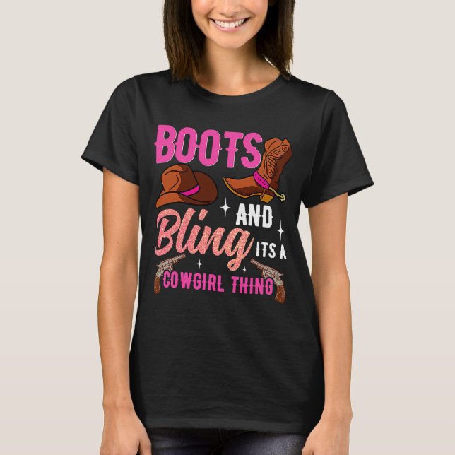 Camiseta Cowgirl Boots Bling It A Cowgirl Thing Country Li (Frente)