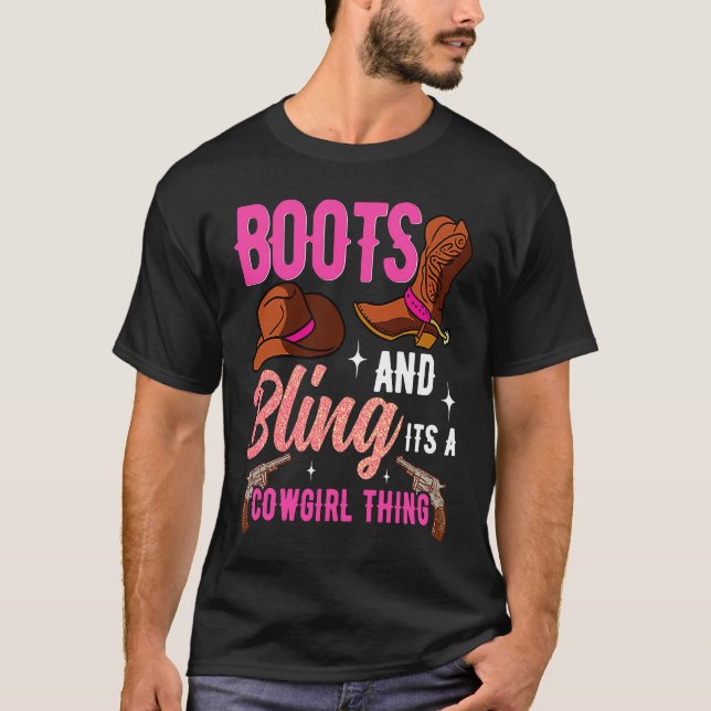Camiseta Cowgirl Boots Bling Its A Cowgirl Thing Country Li (Frente)