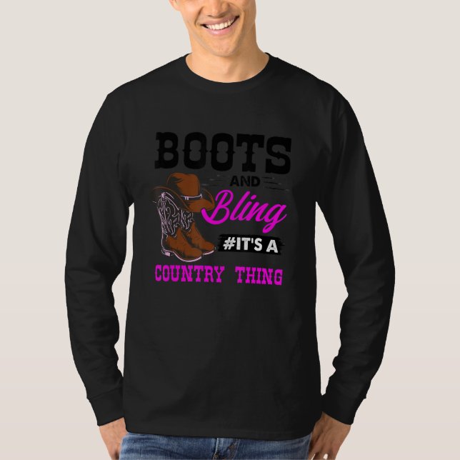 Camiseta Cowgirl Boots Bling Vintage Country Southern Rodeo (Frente)