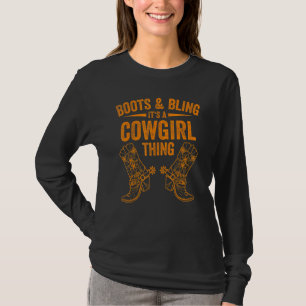 Camiseta Cowgirl Boots Bling Women Cachorro Amor País Vida