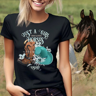 Camiseta Cowgirl cita botas de cowboy de turquesa