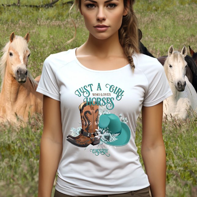 Camiseta Cowgirl cita botas de cowboy de turquesa (Cowgirl quote turquoise leather cowboy boots hat T-Shirt)