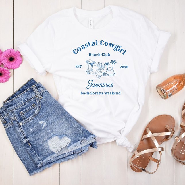 Camiseta Cowgirl costeira Blue Ocean Bachelorette fim de se (Criador carregado)
