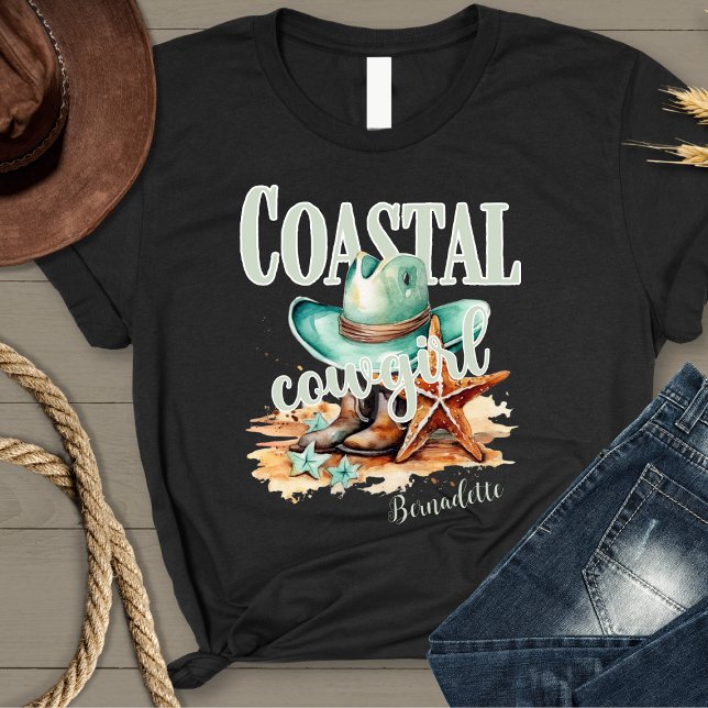 Camiseta Cowgirl Costeira com Nome Personalizado (Criador carregado)