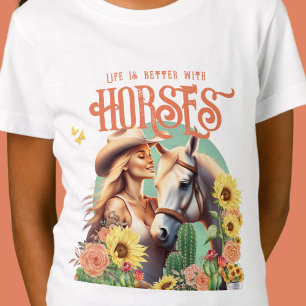 Camiseta Cowgirl de Texto Personalizado