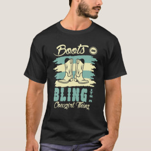 Camiseta Cowgirl Engraçada Boots Bling