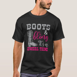 Camiseta Cowgirl Engraçada Boots Bling Women Gift Bonito L