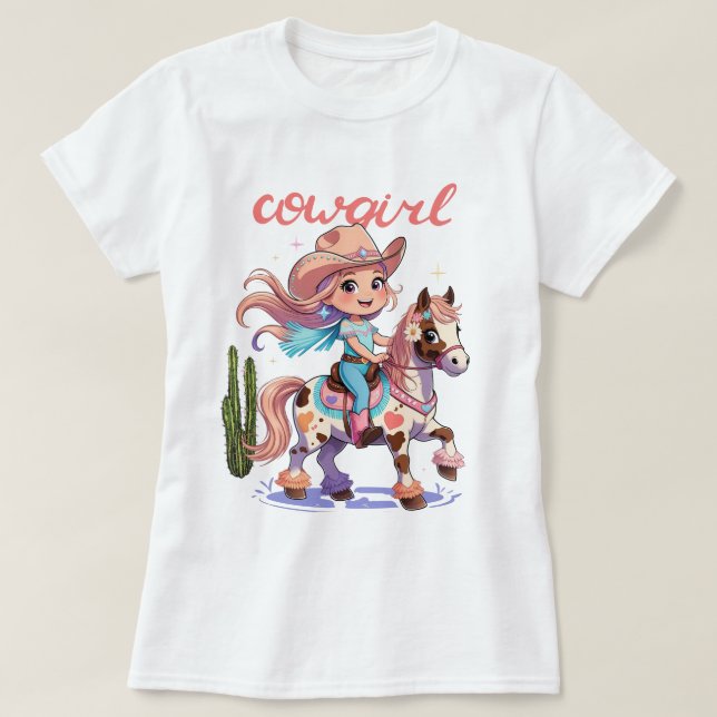 Camiseta Cowgirl Joyride - Aventura Ocidental para Cavalos  (Frente do Design)