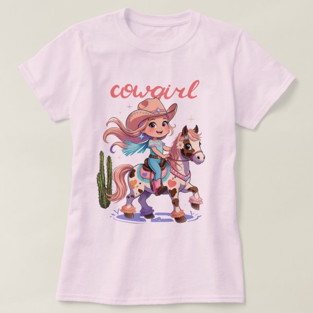 Camiseta Cowgirl Joyride - Aventura Ocidental para Cavalos  (Frente do Design)