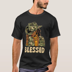 Camiseta Cowgirl Negra Abençoada Camuflagem Africana Ociden