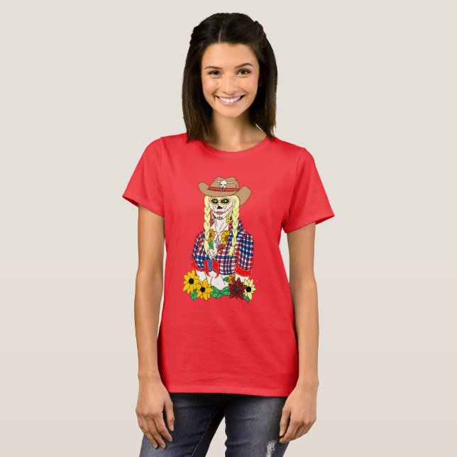 Camiseta Cowgirl Sugar Skull (Frente Completa)