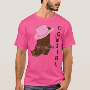 Camiseta Cowgirl Western Boots Hat Spurs Meninas Jovens Chi