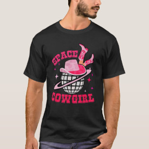 Camiseta CowGirl Western Retro Pink Cowgirl do Espaço Disco