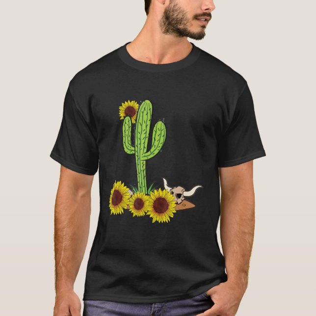 Camiseta Cowhide Texas Cactus Serape Western Rodeo Cowgirl (Frente)