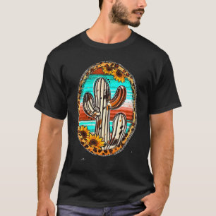 Camiseta Cowhide Texas Cactus Serape Western Rodeo Cowgirl