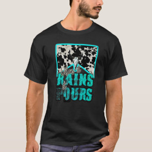 Camiseta Cowhide Touro Crânio Quando Chove Derrama Western 