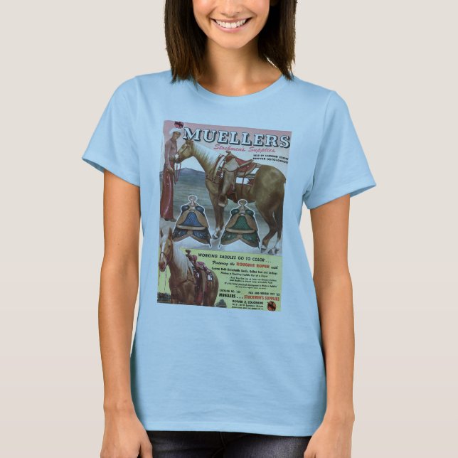 Camiseta Cowpoke colorido retro (Frente)