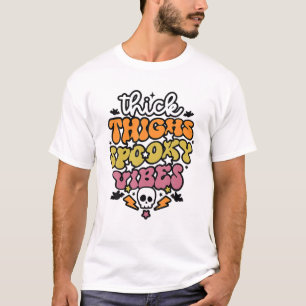 Camiseta Coxas Espessas E Víblias Spooky Retro Hallow