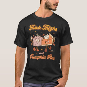 Camiseta Coxas grossas e tortas de abóbora Retro Groovy Gra