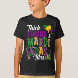 Camiseta Coxas Grossas e Vibrações de Mardi Gras Fantasia E