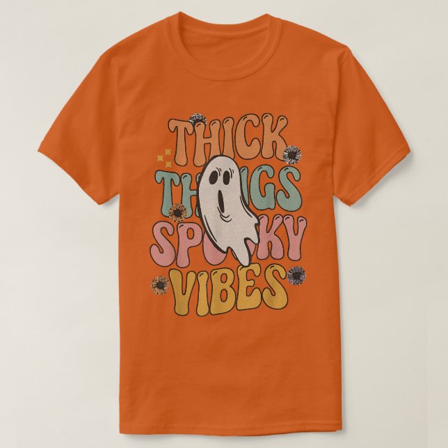 Camiseta Coxas grossas, fantasma de Halloween (Frente do Design)