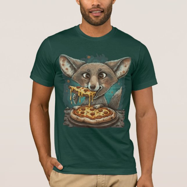 Camiseta Coyote engraçado comendo pizza (Frente)