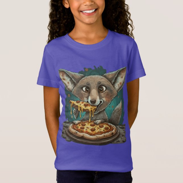 Camiseta Coyote engraçado comendo pizza (Frente)
