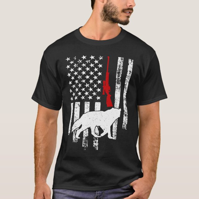 Camiseta Coyote Hunting American Flag Coyote Hunter (Frente)