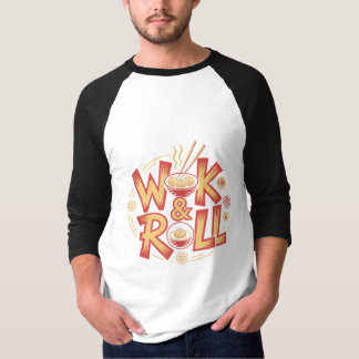 Camiseta Cozinha Asiática Dim Sum Wok & Roll Vintage Retro 