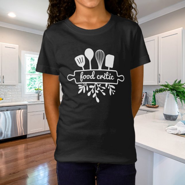 Camiseta Cozinha Crítica de Comida Kid Utensil e Greeneresc (Criador carregado)