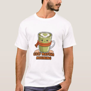 Camiseta Cozinha Manhã Matcha Fofa Chá Verde Outono