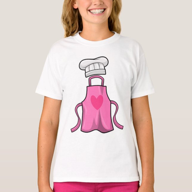 Camiseta Cozinhar avental e Cozinhar com coração (Frente)
