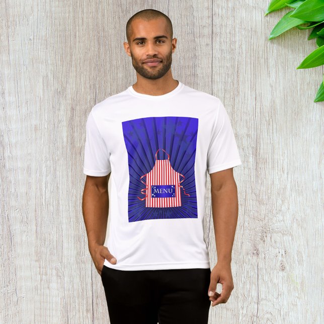Camiseta Cozinhar Azul Azul Branco Vermelho do Chef dos EUA (Criador carregado)