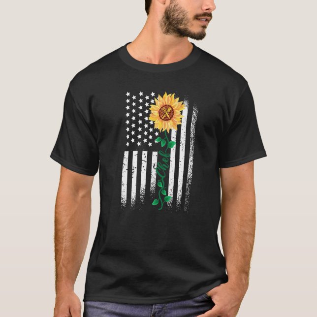 Camiseta Cozinhar Cook Usa Bandeira Americana Sunflower Kit (Frente)