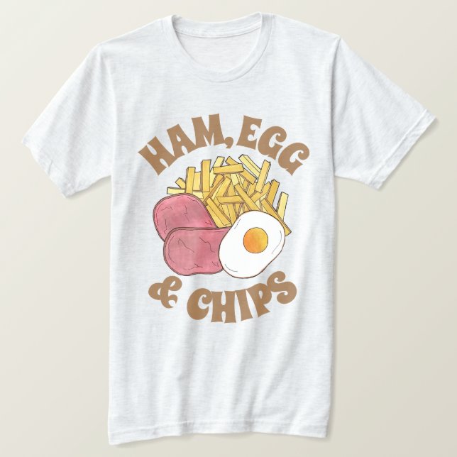 Camiseta Cozinhar de Comida de Ovos de Enfermaria e Chips b (Frente do Design)