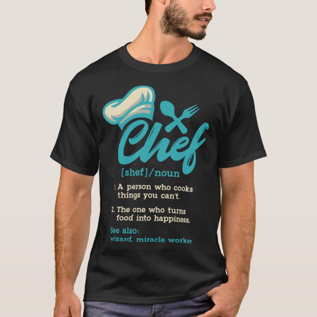 Camiseta Cozinhar de Definição de Chef Retro Guru - Chefe C (Frente)