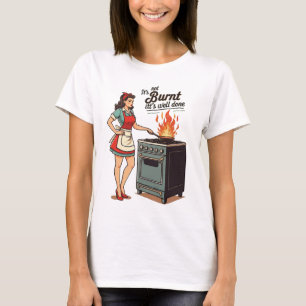 Camiseta Cozinhar de Esposa Engraçado Piada Vintage Lady Ar