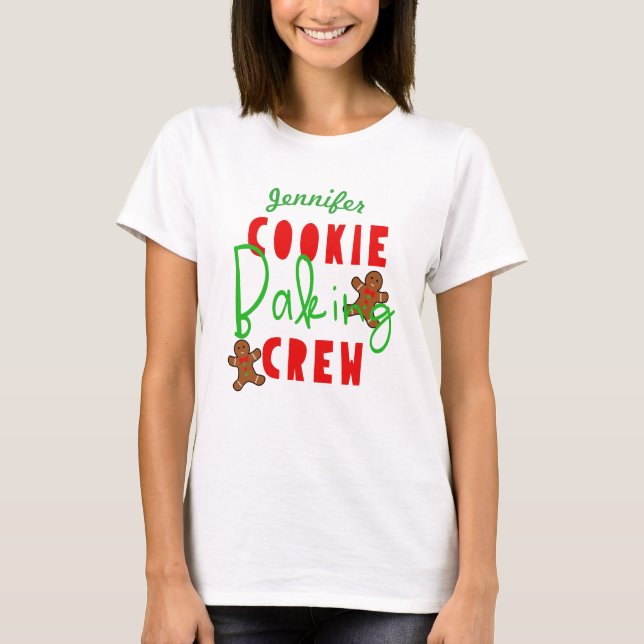 Camiseta Cozinhar de Férias da Tripulação Cookie Baking (Frente)