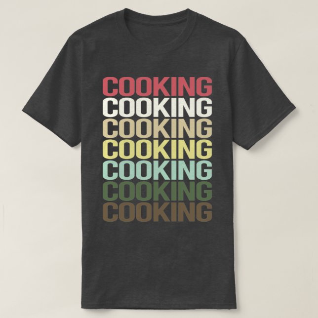 Camiseta Cozinhar de Texto Colorido (Frente do Design)