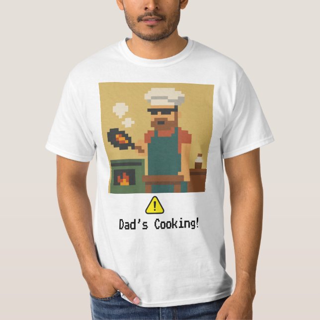 Camiseta Cozinhar do Pai Pixel Art (Frente)