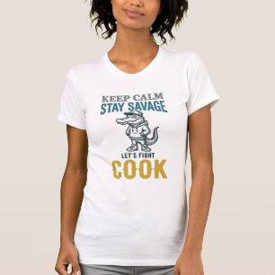 Camiseta Cozinhar Jacaré Selvagem Ilustração Antiga Gráfica