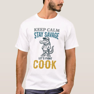 Camiseta Cozinhar Jacaré Selvagem Ilustração Gráfica Vintag