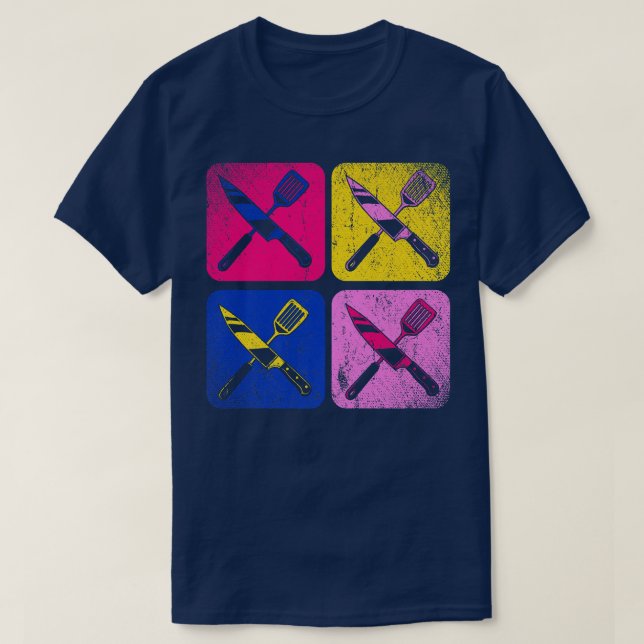 Camiseta Cozinhar pop Cozinhar Knives Chef Comida (Frente do Design)